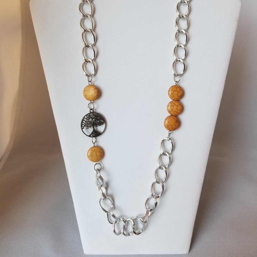 Vintage silver tone tree of life necklace